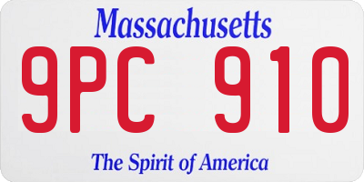 MA license plate 9PC910