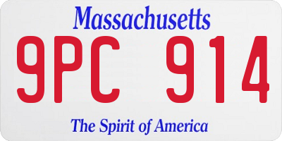 MA license plate 9PC914