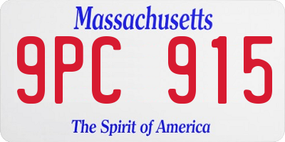 MA license plate 9PC915