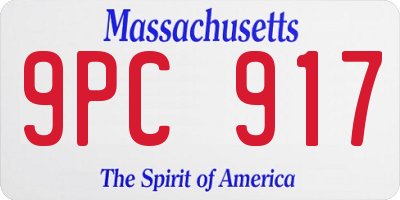 MA license plate 9PC917