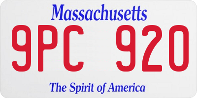 MA license plate 9PC920