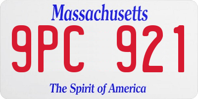MA license plate 9PC921