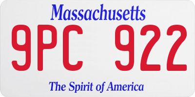MA license plate 9PC922