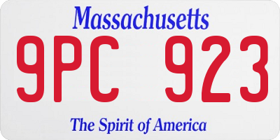 MA license plate 9PC923
