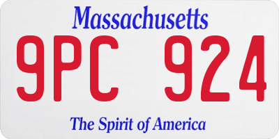 MA license plate 9PC924