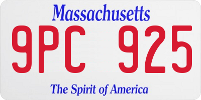 MA license plate 9PC925