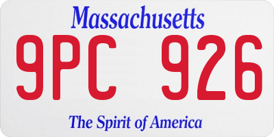 MA license plate 9PC926