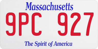 MA license plate 9PC927