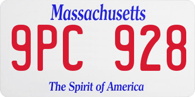 MA license plate 9PC928