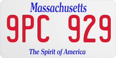 MA license plate 9PC929