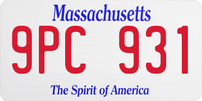MA license plate 9PC931