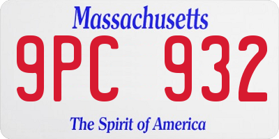 MA license plate 9PC932