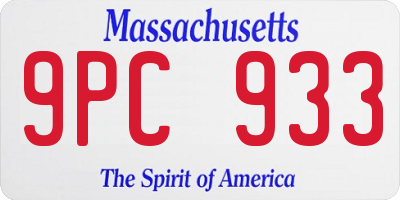 MA license plate 9PC933