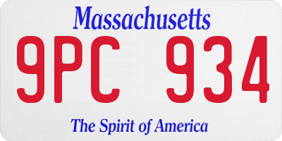 MA license plate 9PC934