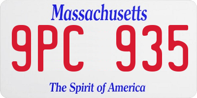 MA license plate 9PC935