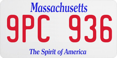 MA license plate 9PC936
