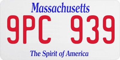 MA license plate 9PC939