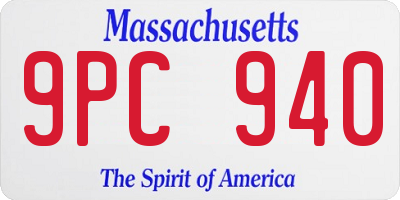 MA license plate 9PC940