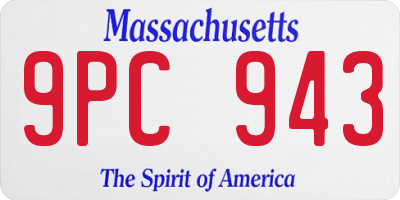 MA license plate 9PC943