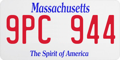 MA license plate 9PC944