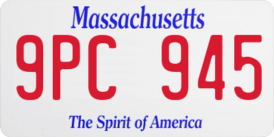 MA license plate 9PC945