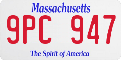 MA license plate 9PC947