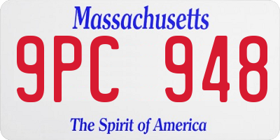 MA license plate 9PC948