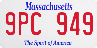 MA license plate 9PC949