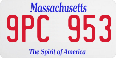 MA license plate 9PC953