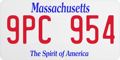 MA license plate 9PC954