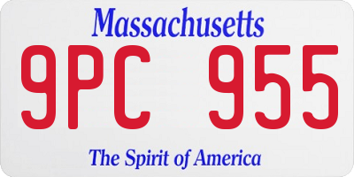 MA license plate 9PC955