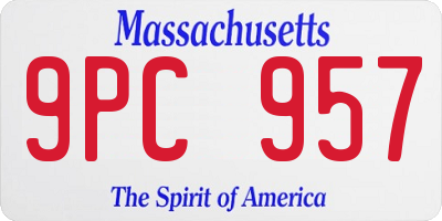MA license plate 9PC957