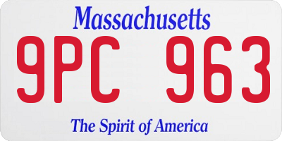 MA license plate 9PC963
