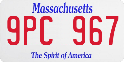 MA license plate 9PC967