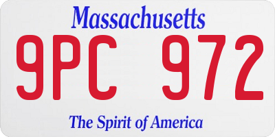 MA license plate 9PC972