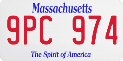 MA license plate 9PC974