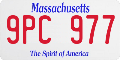 MA license plate 9PC977