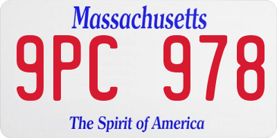 MA license plate 9PC978