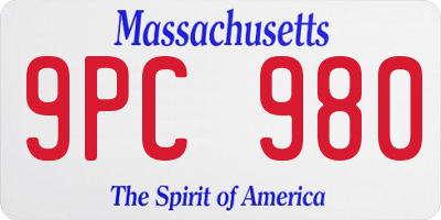 MA license plate 9PC980