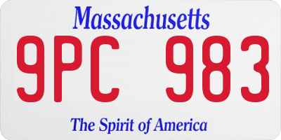 MA license plate 9PC983