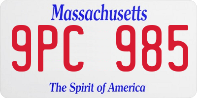 MA license plate 9PC985