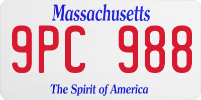 MA license plate 9PC988