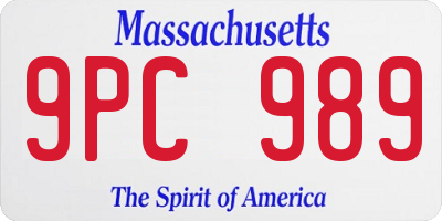 MA license plate 9PC989