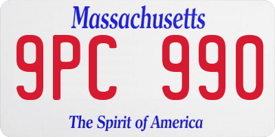 MA license plate 9PC990