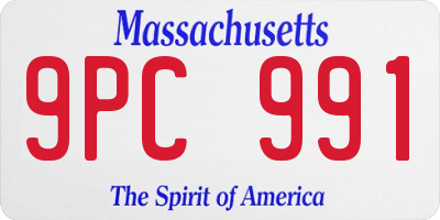 MA license plate 9PC991