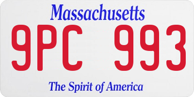 MA license plate 9PC993