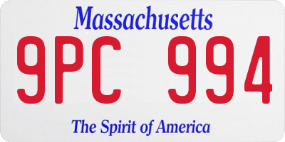MA license plate 9PC994