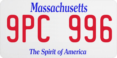 MA license plate 9PC996