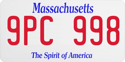 MA license plate 9PC998