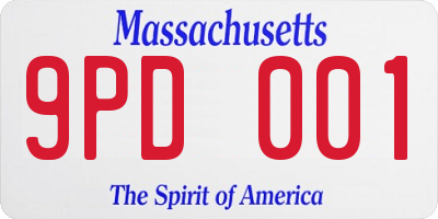 MA license plate 9PD001